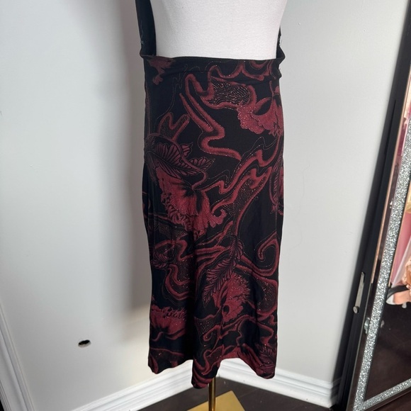 Y2K vtg Le Chateau Elegant Black and Red Halter Dress Glitter Goth Glam M - Picture 5 of 7